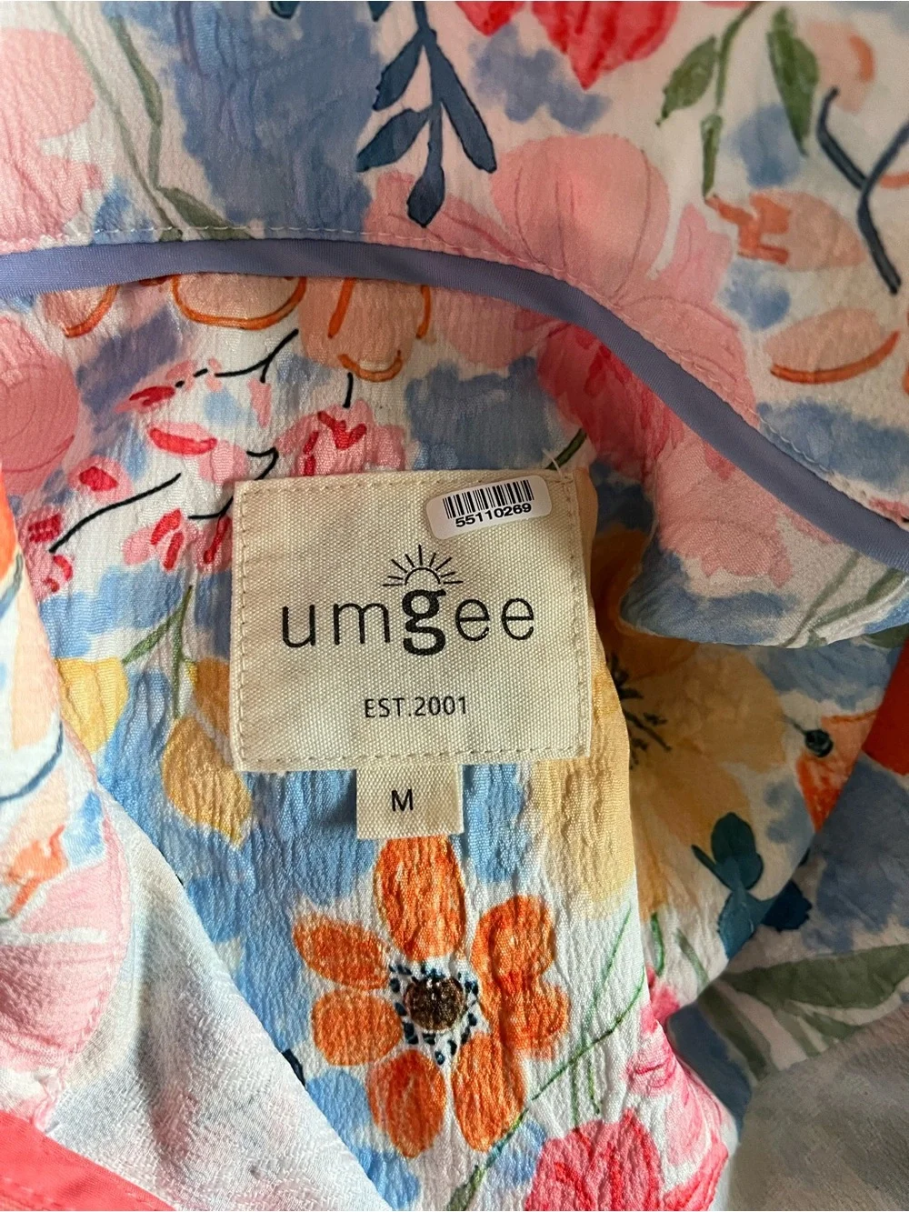Umgee Floral Puff Sleeve Split Neck Shift Dress Sz M EUC - Picture 8 of 9